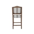 thumbnail image 3 of Guyou 26" Farmhouse Wooden Bar Stool Set of 2, Mid Century Linen Upholstered Counter Height Kitchen Island Chair with Nailhead Trim and Back for Restaurant Bar Bistro, Brown Stripe, 3 of 13