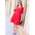 thumbnail image 2 of Catherines Women's Plus Size Eyelet Fit & Flare Faux Wrap Dress, 2 of 2