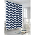 thumbnail image 3 of Fsddascl Navy Blue Moire Ombre Shower Curtain Set - Standard 72" x 72" Bathtub Curtain with 12 Hooks, Water Ripple Stripe Farmhouse Waterproof Fabric Stall Shower Curtains for Bathroom/Bathtub, 3 of 6
