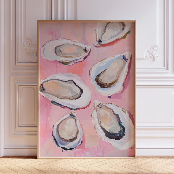 Blush Oyster Coastal Kitchen Dining Room Cafe Bar Vintage Style Wall Art Unframed Paper Print