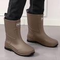 thumbnail image 4 of Mens Waterproof Mid Calf Fishing & Tide Pool Rain Wellies Slip Resistant Thick Rugged Sole Rubber Booties, Durable Footwear for Beach Wading, Farming, Outdoor Rainy Activities Brown E, 4 of 6