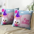 thumbnail image 3 of LALILO Throw Pillow Covers Birthday Card Little Pink Cute Owl With Cushion Cover 18" x 18", 2 Pack, 3 of 6