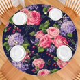 thumbnail image 2 of Pioneer Flower Floral Print Pattern Round Fitted Tablecloth with Elastic Edge,Dining Table Cover Waterproof,Outdoor Round Tablecloth for Camping,Dining,Indoor and Outdoor, 2 of 7