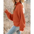 thumbnail image 2 of Jersey Saodimallsu de cuello alto para mujer, de gran tamaño, rojo ladrillo, 2 of 7