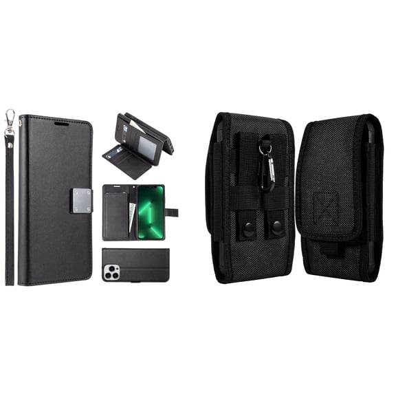 Bemz Pocket Clutch Wallet Case and Belt Holster Pouch for iPhone 14 Pro - Black