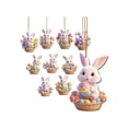 thumbnail image 2 of TONGYIJIA Easter Egg Hanging Ornaments, 10Pcs Cute Bunny Flat Wood Pendant, 2D Car Rearview Mirror Backpack Charm Decoration for Spring Easter Party Supply, 2 of 6