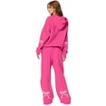 thumbnail image 2 of Bow Hoodie and Sweatpants Set for Women Bow Sweat Sets Bow Sweat Set for Women Sweat Set for Women Two Piece Bow Print Tracksuit Long Sleeve Hoodie Wide Leg Sweatpants 2 Piece Outfits, Hot Pink-L, 2 of 6