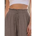 thumbnail image 5 of INSPIRE CHIC Women's Smocked High Waist Drawstring Casual Pants for Comfortable Summer Wear with Flowy Wide Leg Design L Dark Brown, 5 of 6