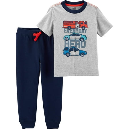 Bra Boy Short Set - Child of Mine by Carter's Short Sleeve Graphic T-Shirt & Jogger Pants, 2-Piece Outfit Set (Toddler Boys)