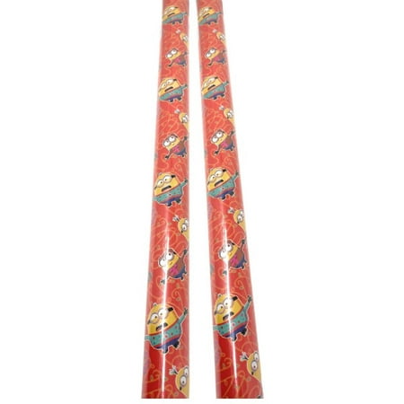 Minions Christmas Lights Orange Wrapping Paper, 20 sq ft - 2 Rolls Tear Resistant Premium Gift Cover Presents Birthday Holiday Home Party Favors Wrap Bonus Exclusive Canzonnet Pennet