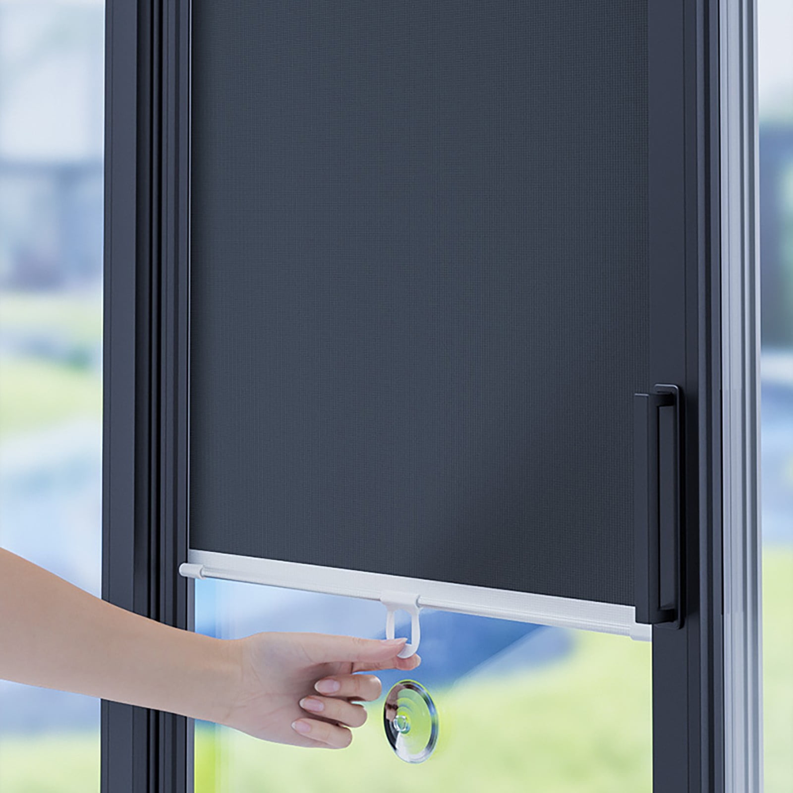 Blackout Blind Curtains with Suction Cups for Windows No Drill Cordless Blinds Temporary Portable Roller Shades Uv Protection Window Shades for Home,Office,Bedroom,Door(45*125Cm, Black)Harlik