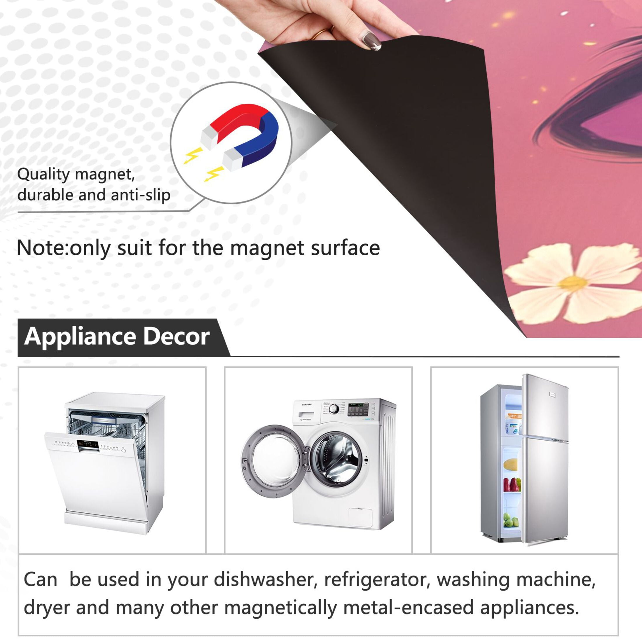 Dishwasher Magnetic Sticker 23x26 Inch Refrigerator Magnetic Sticker Washing Machine Magnetic Sticker Kitchen Panel Magnetic Sticker Home Decor Adorable Black Kitten