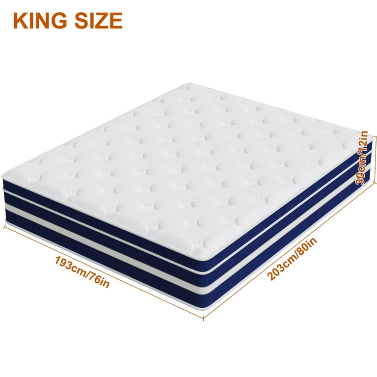 GUUKIN 12 inch King Mattress, Memory Foam & Spring Hybrid Medium