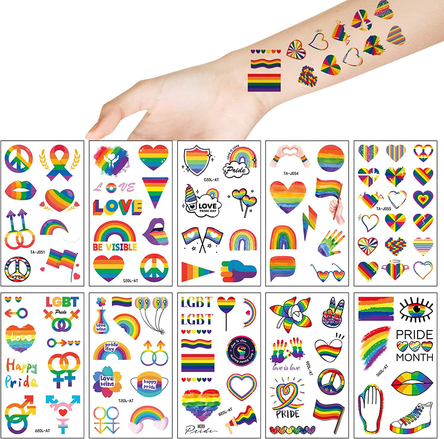 PrideOutlet  Temporary Tattoos  Rainbow Pride Temporary Tattoo Pack A113