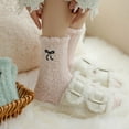 thumbnail image 2 of Women's 3-Pack Fuzzy Crew Socks with Embroidered Bow Detail and Soft Plush Texture - Pink, 2 of 6