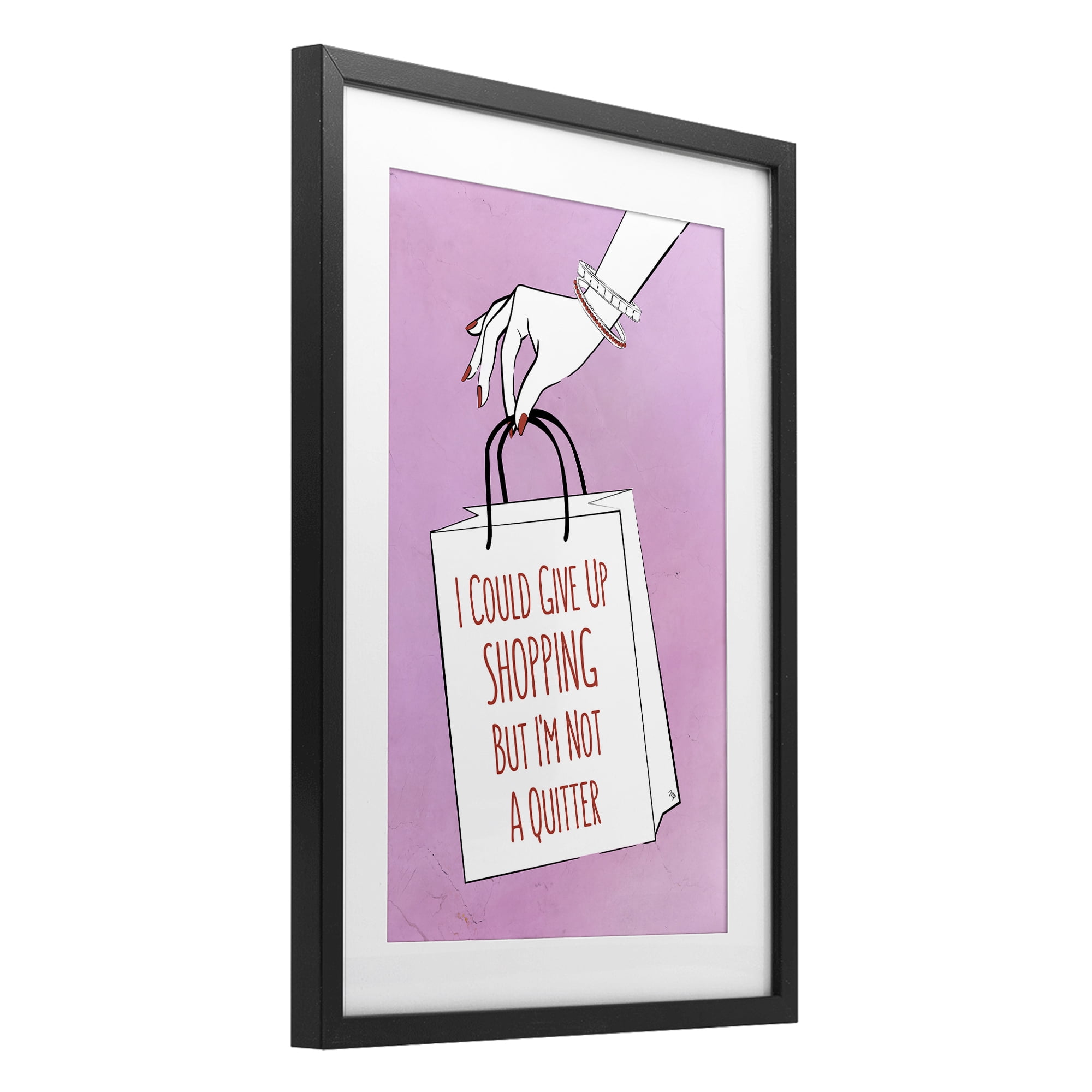 Stupell Industries Not A Quitter Shopping Black Framed Print Under Glass, design by Martina Pavlova