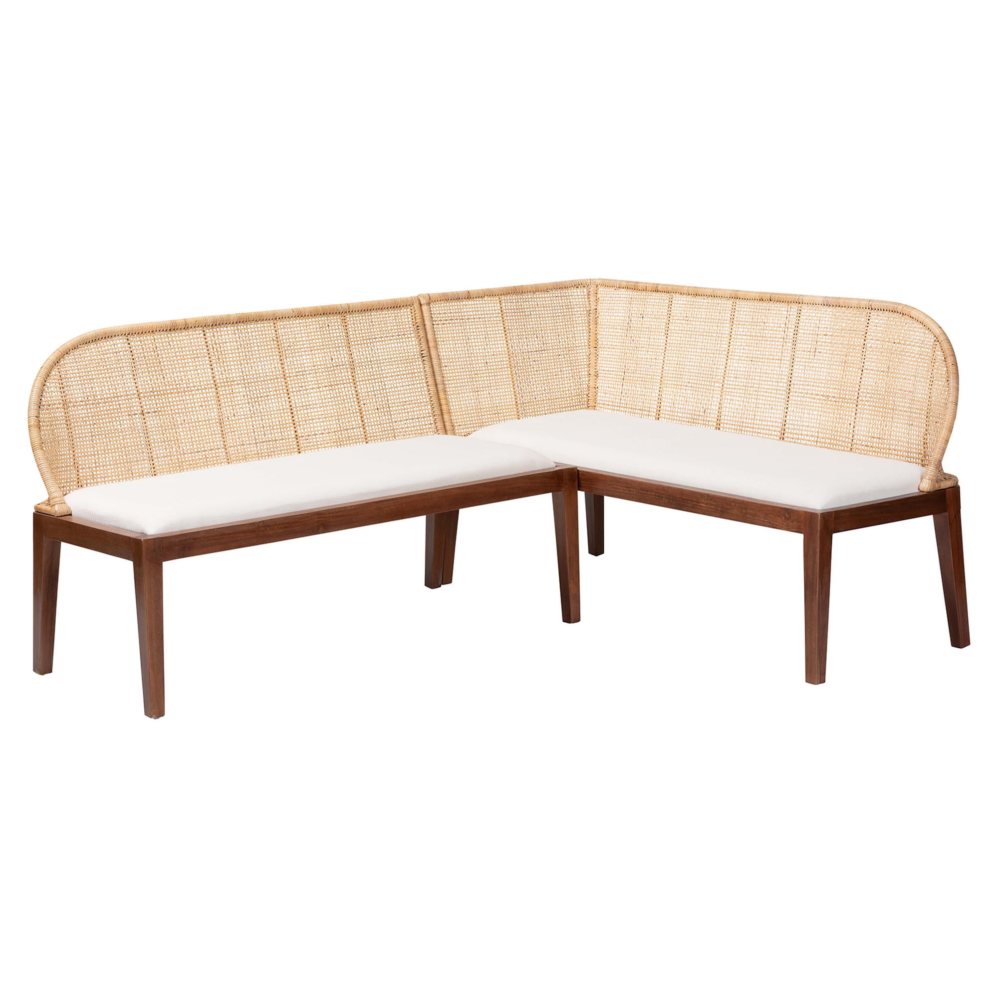 bali & pari Okinawa Boho Dining Nook Bench Set, Light Honey