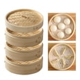 thumbnail image 6 of Esquirla Bamboo Steamer Basket Dumpling Steamer Cooker Cooking Round Vegetable Steamer Food Steamer for Sum Rice Picnic Baozi Dia 25.4cm 3 Tier, 6 of 7