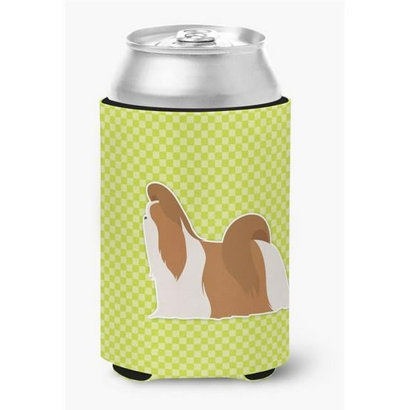 Carolines Treasures BB3846CC Shih Tzu Checkerboard Green Can or Bottle Hugger