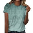 thumbnail image 2 of Tops for Women Plus Size under $5 Clearance Short Sleeved Round Neck Printed Blouses Tops Green L, 2 of 4