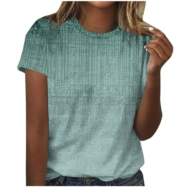 Camiseta de Cuello Redondo de Manga Corta Impresa de los Pantalones Cortos de las Mujeres, Poliéster de Lentejuelas de Partido de Moda
