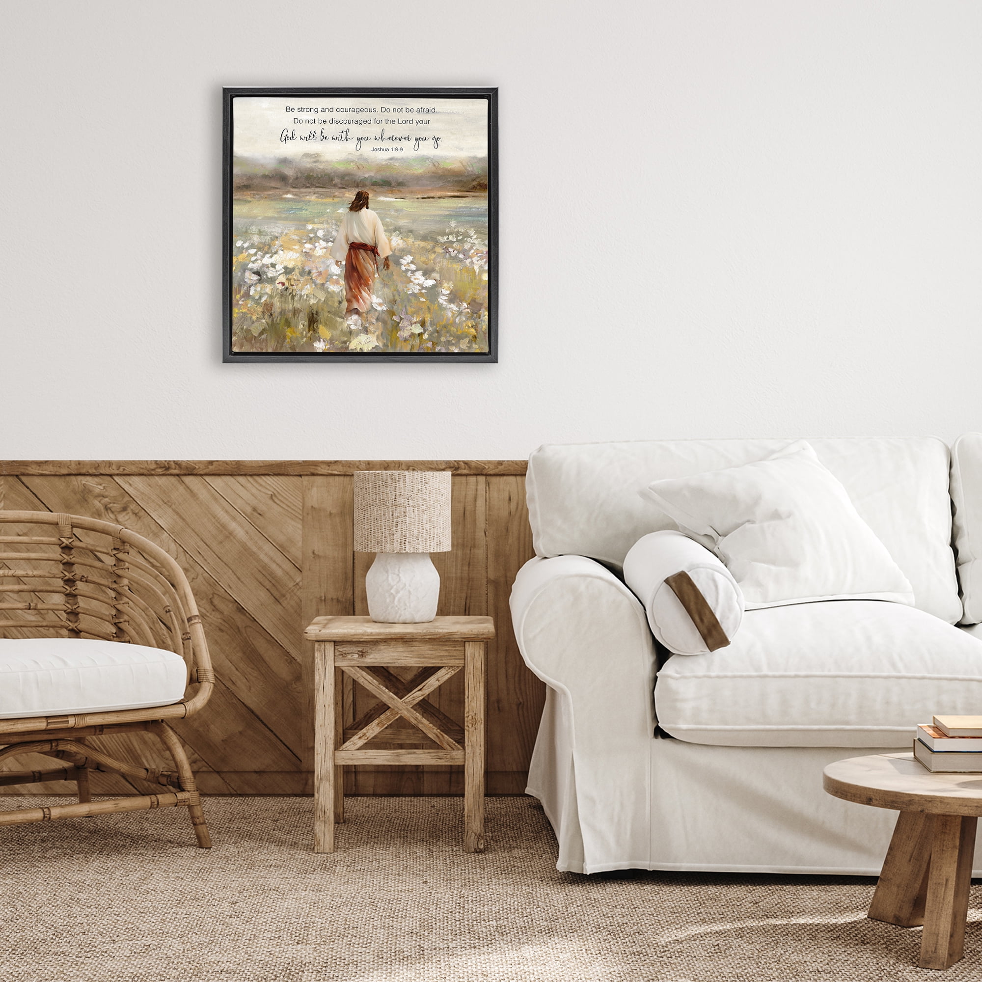 Stupell Industries God With You Wherever Black Framed Floater Canvas Wall Art, design by Sally Swatland