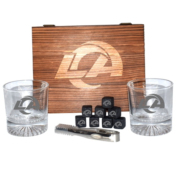 The Memory Company Los Angeles Rams Wood Boxed Drinkware Set