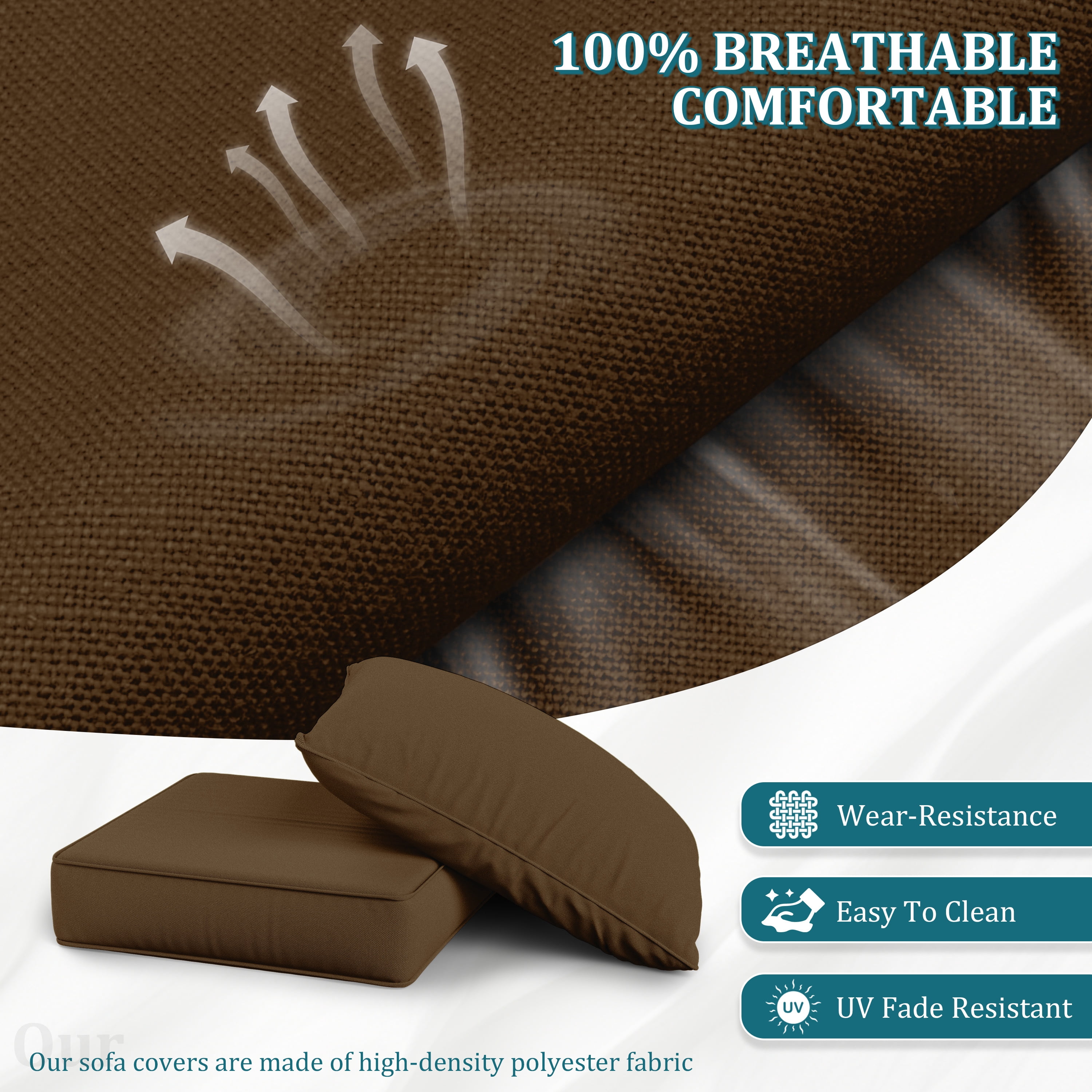 Kimunuk Outdoor Deep Seat Cushion Set, 24" x 24" x 6.5" Patio Furniture Chair Cushions Replacement for Sofa Couch, Chocolate