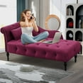 thumbnail image 3 of SYNGAR Modern Lounge Chaise Indoor, Leisure Sofa Accent Chair Upholstered Couch, Button Tufted Seat with Matching Accent Pillow, and Solid Wooden Legs, Burgundy, 3 of 13