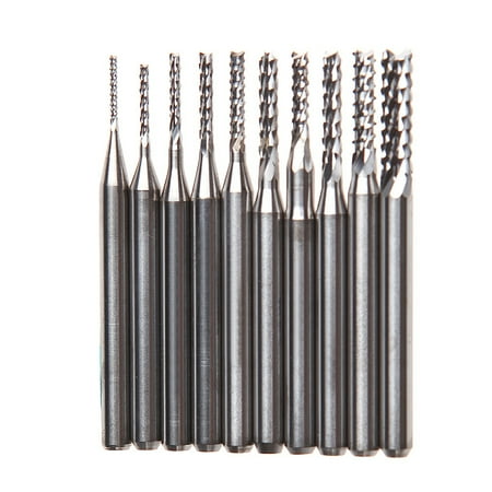 

10Pcs 1/8 0.8-3.175mm Drill Bits Engraving Cutter Rotary PCB CNC End Mill Set