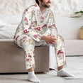 thumbnail image 7 of Salouo Floral Mushroom Print Button-Front Long Sleeve Pajama Set for Men, Soft 2Pjs Men's Long Sleeve Sleepwear-Medium, 7 of 7