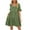 Army Green, variant on IROINNID Dresses For Women Plain Comfy V-neck Solid Color Three-Layer Pleated Loose Dress Summer