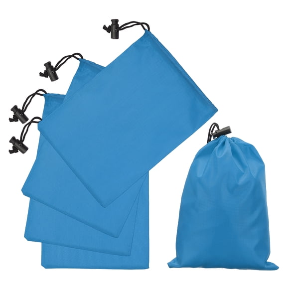 Uxcell 5Pcs 210D Polyester Drawstring Bag with Toggle, 6 x 8 Inch Waterproof Travel Storage Bag Foldable Stuff Sack Cinch Sack for Gym Travel Hiking Yoga Clothes Organizer, Indigo Blue
