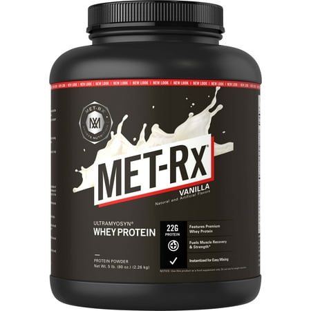 MET-Rx(R) Ultramyosyn(R) Whey Protein Powder, Vanilla, 5 Pound, High Quality, Ultrafiltered Whey Protein, 22 g Protein and Over 4 g BCAAs per Serving, Ideal for Post-Workout Recovery*, Gluten (Best Recovery Protein For Cyclists)
