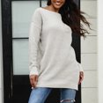 thumbnail image 3 of Women's Winter Loose Versatile One-shoulder Solid Color Mid-length Knitted Sweater for Fall and Winter, Cozy and Chic, Ideal for Seasonal Outfits,White,Size 2XL, 3 of 6