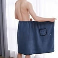 thumbnail image 2 of Injueey Toalla de ducha larga de poliéster con tres botones ajustables para viajes de toalla de baño larga para hombres y mujeres Toallas y Paños blanco, 2 of 6