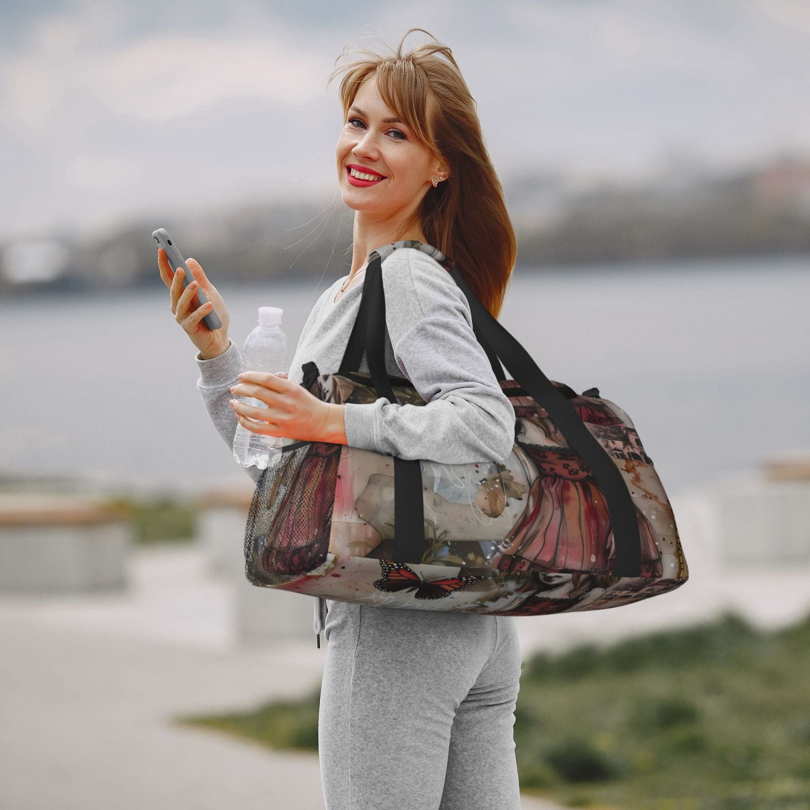 Fuzoiu Vintage Collage Girl Butterfly Print Travel Duffle Bag,Carry On Tote Bags,Duffel Bag,Sport Gym Bag, Hospital Bag for Labor and Delivery, Overnight Bag,Luggage Bag