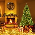 thumbnail image 1 of Costway Arbre de Noël Pré-Éclairé de 6,5 Pieds avec Pommes de Pin Baies Rouges et 450 Lumières LED, 1 of 10