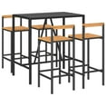 thumbnail image 5 of vidaXL 7 Piece Patio Bar Set Black Poly Rattan& Solid Wood Acacia, 5 of 16