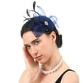 thumbnail image 3 of Elegant Feathered Fascinator Hat Flower Veil Hat for Bridal Shower Photography, 3 of 9