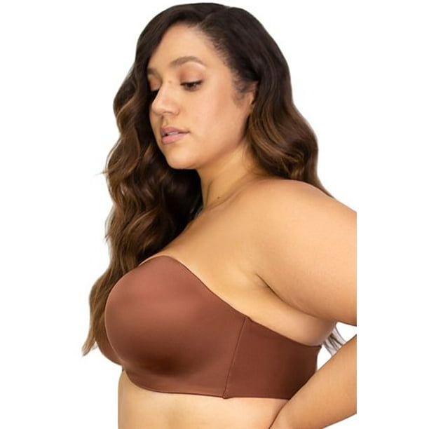 Women's Curvy Couture 1290 Smooth Strapless Multi-Way Uplift Bra (Bombshell  Nude 36G)