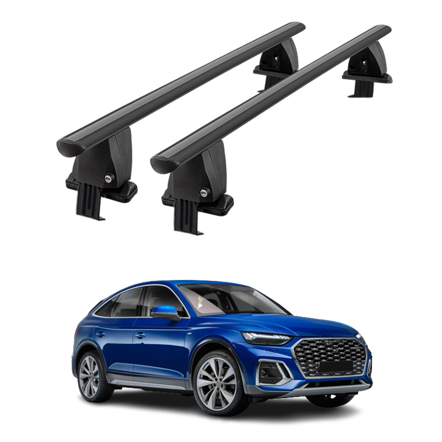 OMAC USA Smooth Specific Top Roof Rack Fits Audi Q5 20212023 Cross Bars Luggage Carrier Black
