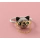 thumbnail image 2 of Cadena Ajustable Anillo de Gato Gafas Estilo Vintage Distress S925 Anillo de Plata, 2 of 8