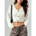 thumbnail image 3 of Women'S Long Sleeve Button Front V Neck Soft Knit Cardigan Sweaters White XL, 3 of 7