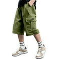 thumbnail image 2 of oqasdz Boys Pants Child Kids Solid Color Cargo Shorts Casual Stretchy Comfortable Outdoor Stylish Shorts Size 8 Y-9 Y, 2 of 7