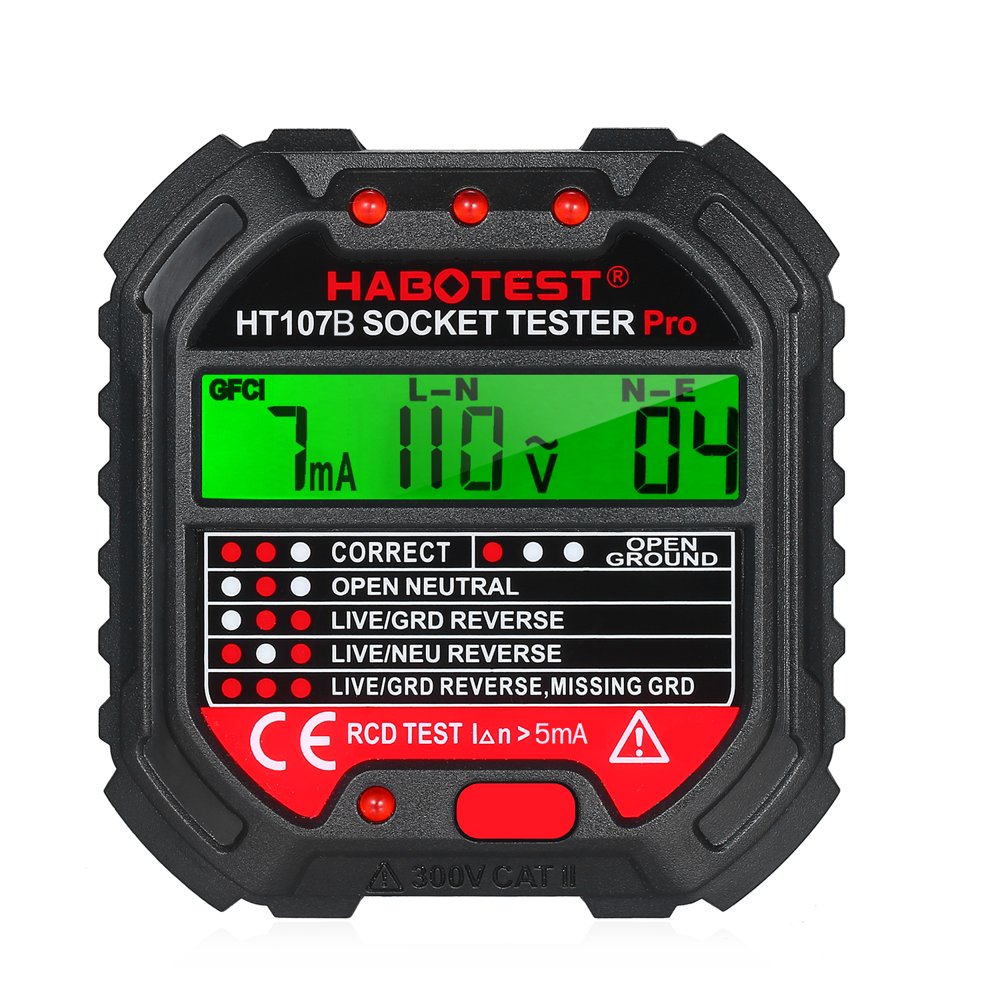 HABOTEST GFCI Outlet Tester with Voltage Display 90 Socket Tester