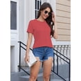 thumbnail image 3 of Basic T Shirts for Women Short Sleeve Casual Summer Tops Trendy Solid Loose Fit Tshirt, 3 of 4