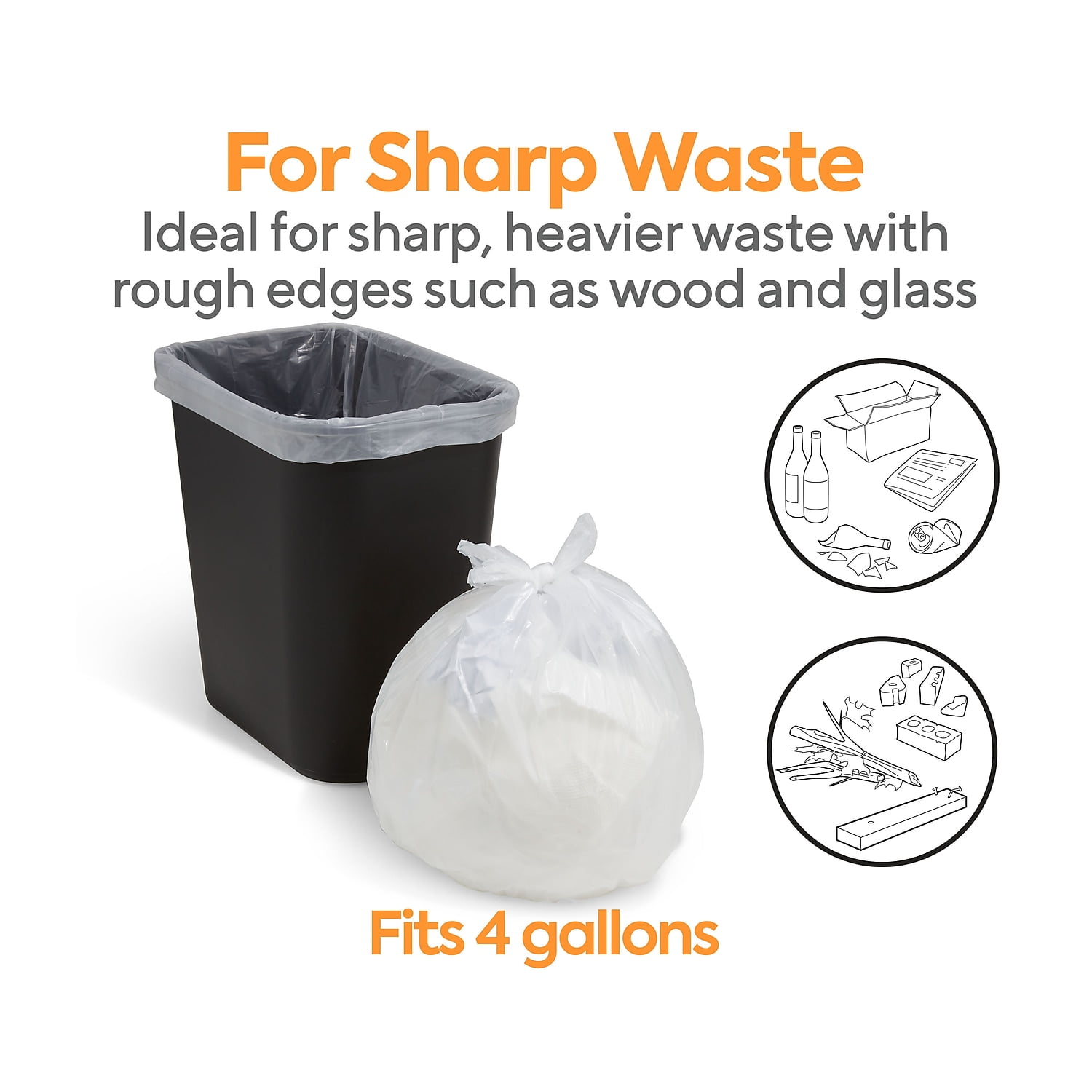 MyOfficeInnovations Trash Bags 4-7 Gallon 17x17 Low Density 0.35 Mil Clear 1000 CT 403704