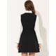 thumbnail image 3 of Vestido de oficina elegante Allegra K con volantes en contraste y cuello alto con lazo y mangas abullonadas Negro L, 3 of 4