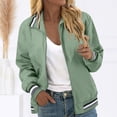 thumbnail image 2 of MIASHUI Veste Bomber Femme Légère Veste Zippée Manteau Décontracté Bomber, Vert, TG, 2 of 8